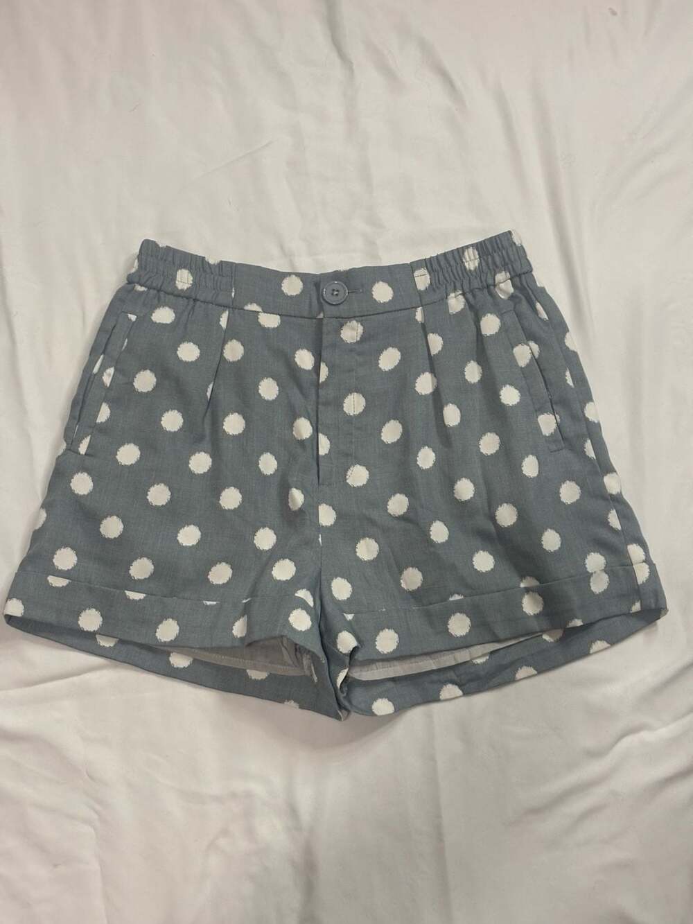 joy joy Polka Dot Shorts Size XS Grey White Cotton Blend